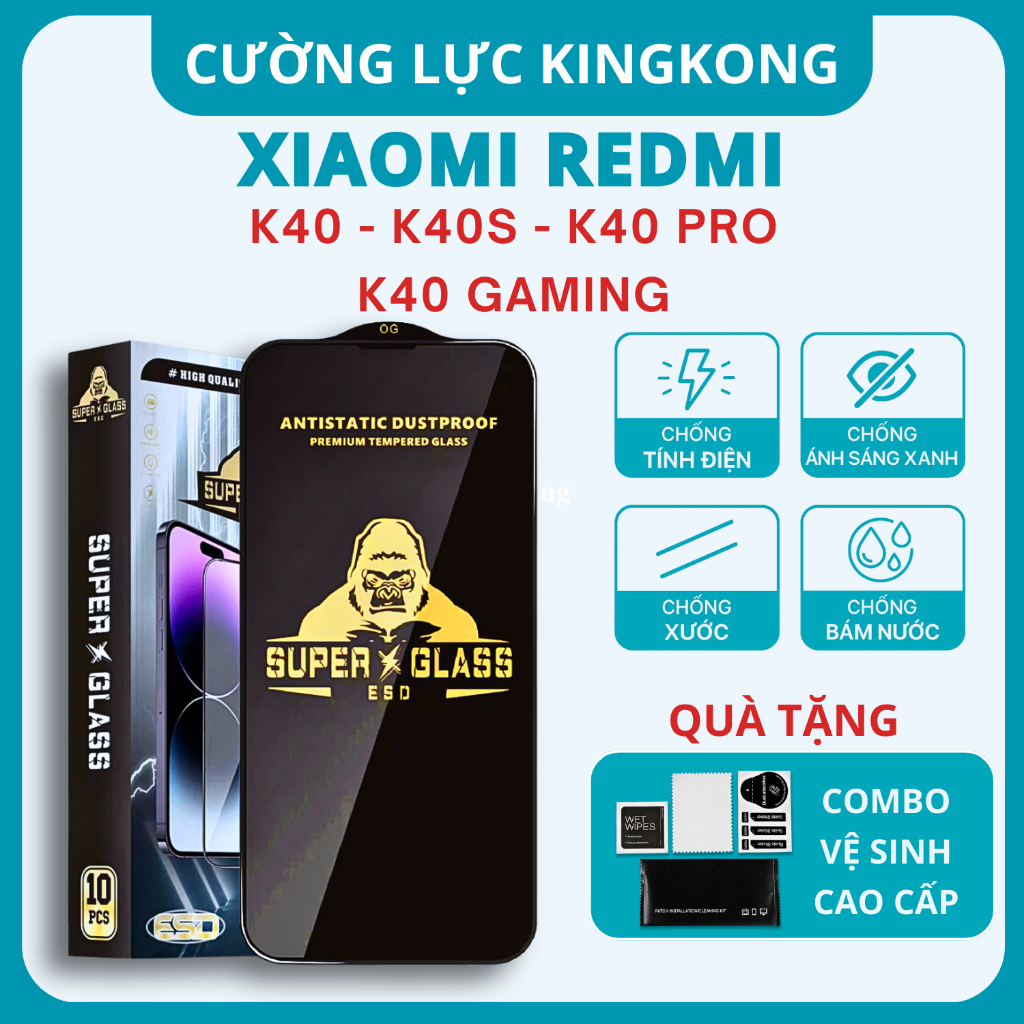 Kính cường lực REDMI K40/ K40 ULTRA, K40 GAMING Kingkong full màn | Miếng dán màn hình