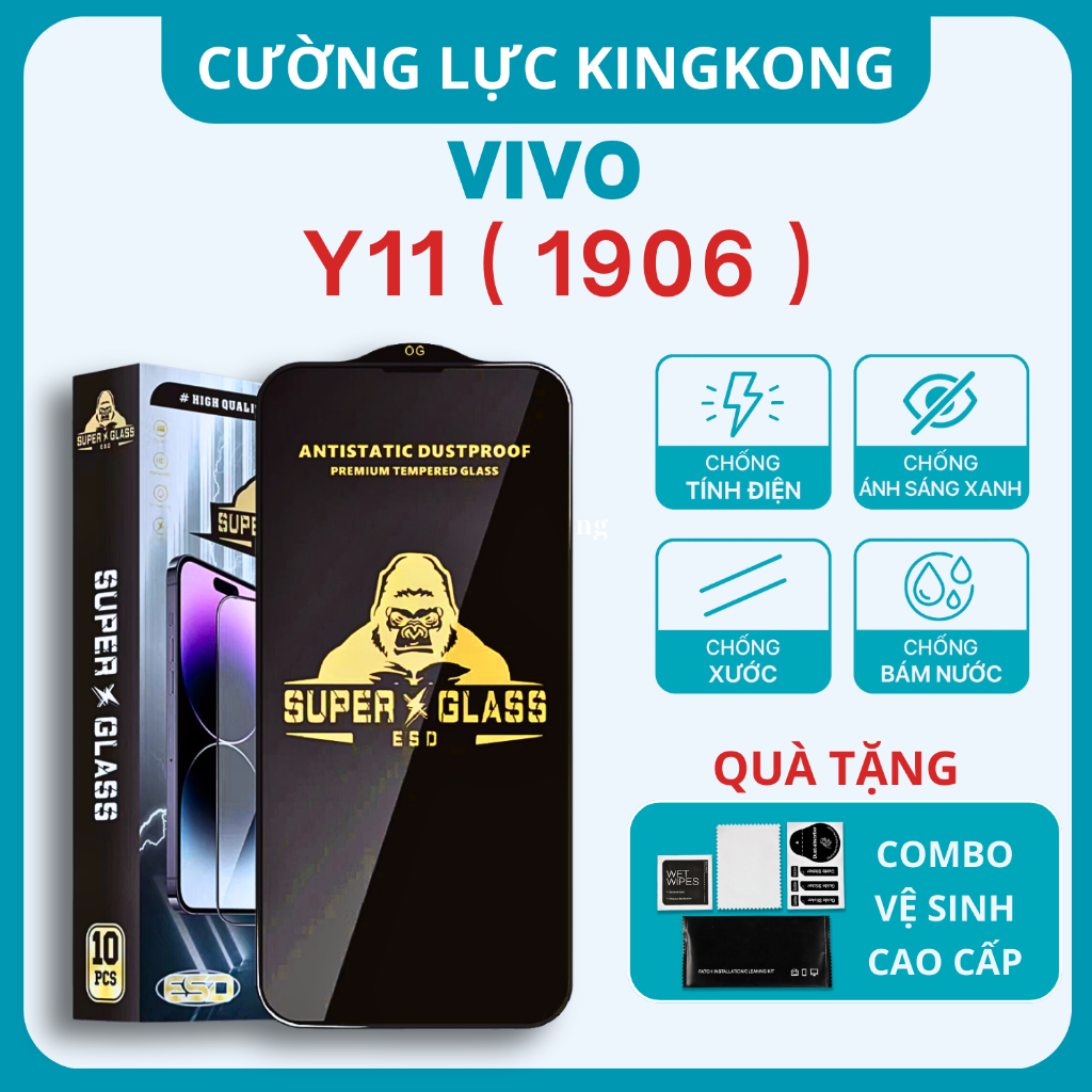 Kính cường lực Vivo Y11 ( VIVO 1906 ) Kingkong full màn|Miếng dán màn hình