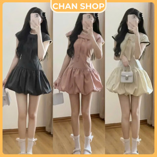 Váy Bí Phối Ren Đính Nơ Dáng Ngắn Dây Buộc Eo Kèm Quần Bảo Hộ Rời | CHAN SHOP