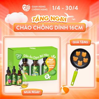 [CHẢO 16CM] Combo 3 dầu ăn dặm bổ não Mămmy 30ml gồm dầu Olive, cá hồi, hạt lanh bổ não cho bé 6 tháng tuổi