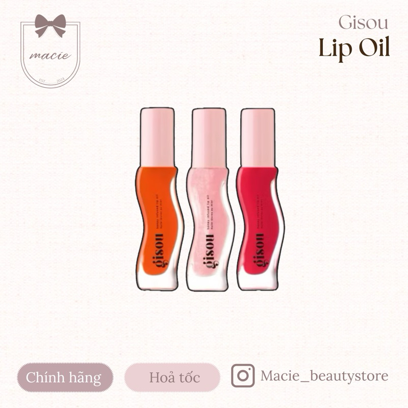 (Sẵn +Hoả tốc) Son dưỡng môi dạng dầu Gisou Honey Infused Hydrating Lip Oil Web Sale🐝🍓
