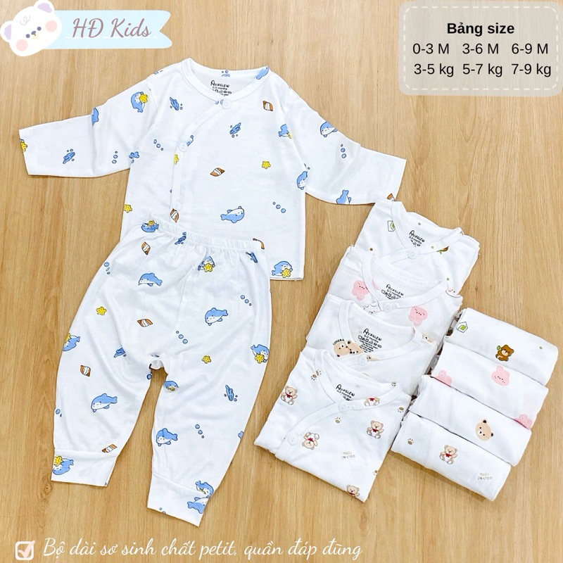 Bộ Quần Áo Dài Tay Chất Thun Lạnh Cho Bé Sơ Sinh 3-9kg