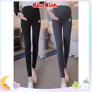 Quần legging bầu mèo cạp cao có chun chỉnh bụng cài cúc chất vải zip loại 1 M20