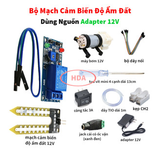 Bộ Linh Kiện Cảm Biến Độ Ẩm Đất Điều Khiển Bằng Relay 12V, Bặt/Tắt Tưới Nước Tự Động Kết Hợp Máy Bơm 12V Thực Hành Lớp 8