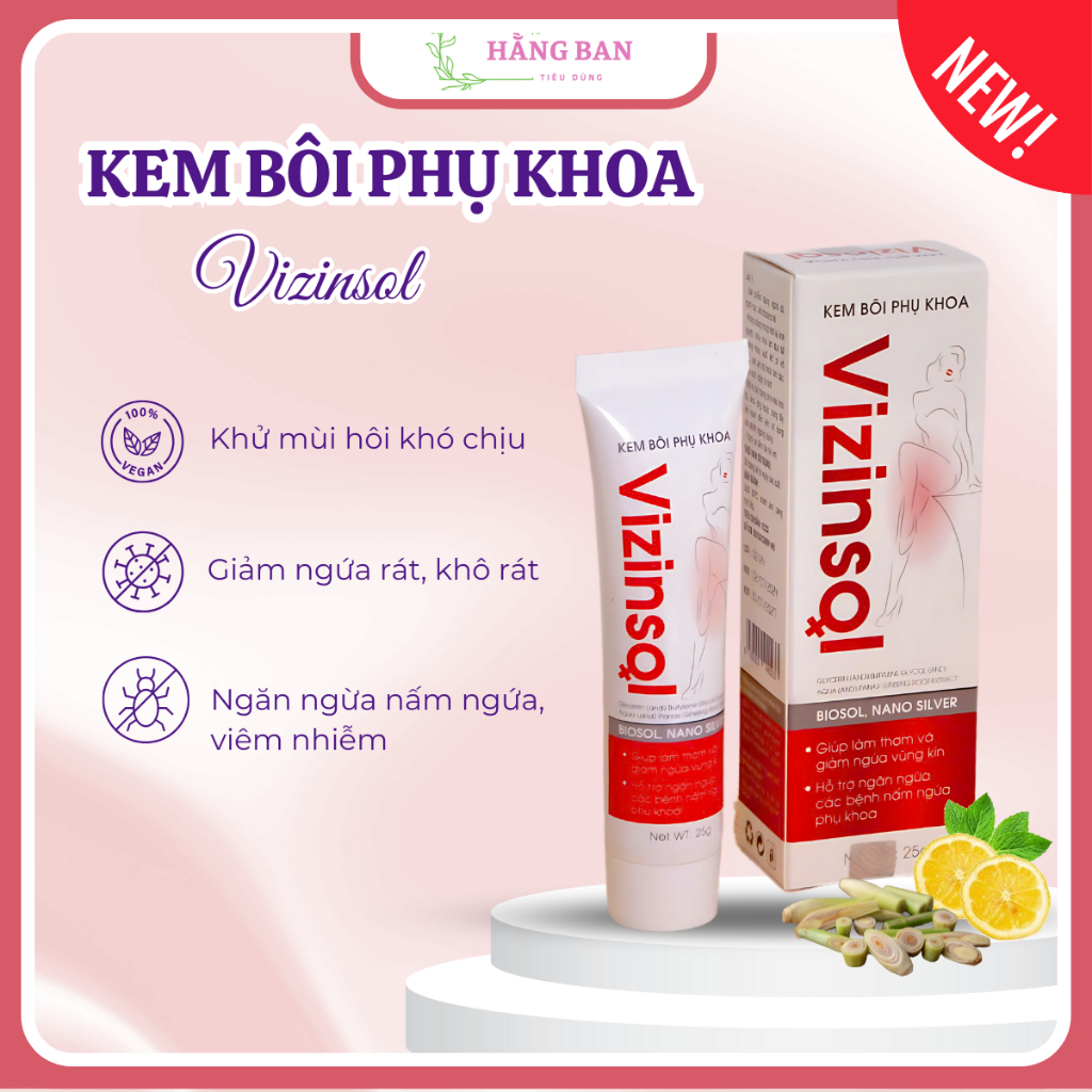 Kem Bôi Phụ Khoa Vizinsol Bôi Giảm Nấm Ngứa, Giảm Ngứa Rát, Bôi Trơn, Se Khiết Vùng Kín Nữ 25g