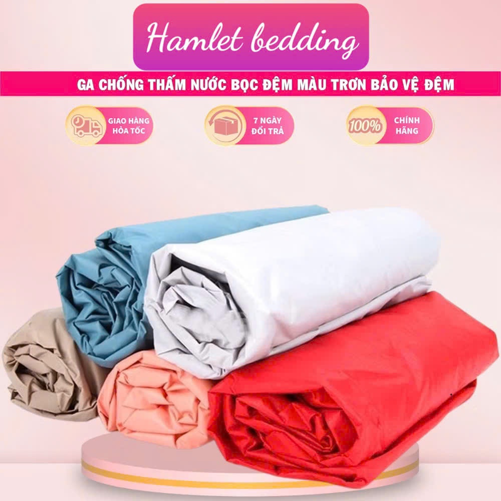 Ga chống thấm HAMLET bọc nệm trơn màu nhiều kích thước, Bọc đệm chống thấm nước