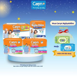 Tã dán Caryn ngày và đêm siêu thấm hút đến 8 giờ size M L 10 miếng