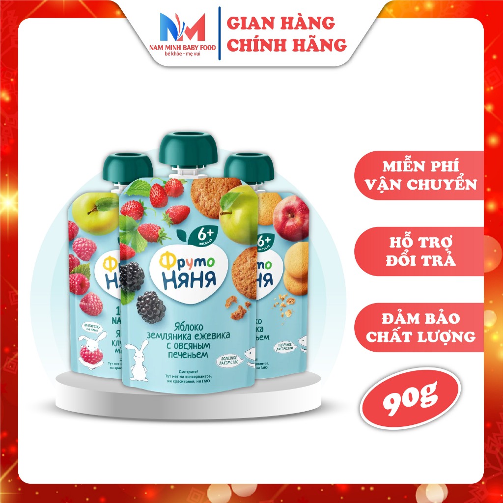 Hoa Quả Nghiền Fruto Nga Gói 90g Đa Dạng Vị Cho Bé Ăn Dặm Từ 4 - 5 - 6 Tháng Tuổi T4/26