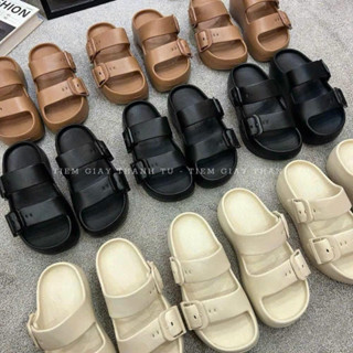 (ck399)Dép lê nữ đế bánh mỳ 5cm hai quai cao su non siêu êm hàng fullbox QCCC