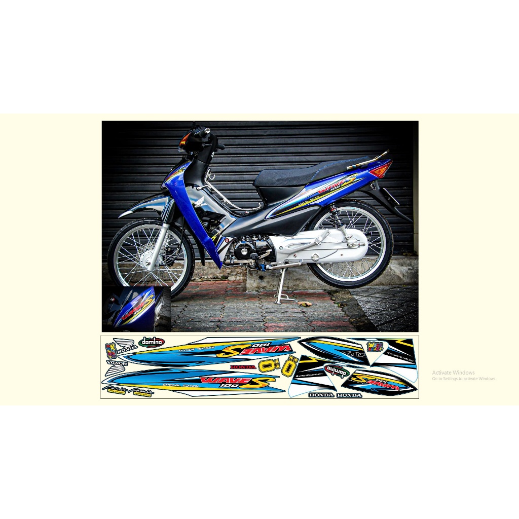 Tem rời wave s 100 xanh đen decal 3 lớp