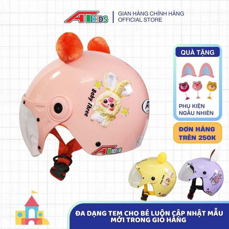 MŨ BẢO HIỂM EM BÉ TEM BABY THREE ĐA DẠNG MÀU SẮC CHÍNH HÃNGG THƯƠNG HIỆU AT KIDS HELMET
