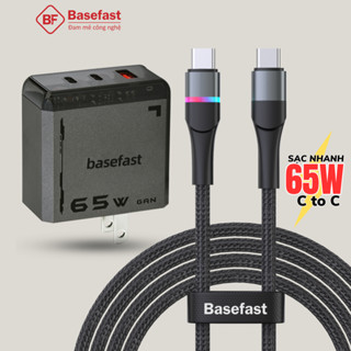 Combo bộ sạc nhanh type c 65W Basefast Củ sạc Gan PD65W kèm dây dù 100W cho iP samsung máy tính bảng