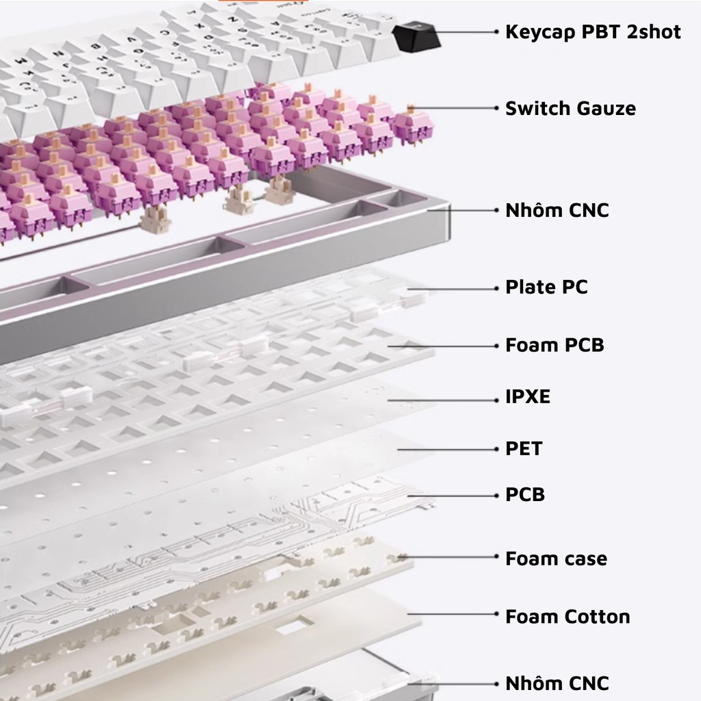 Bàn phím cơ MCHOSE GX87 V2 hỗ trợ Cathball Full Nhôm CNC Pin 8000Mah | BigBuy360 - bigbuy360.vn