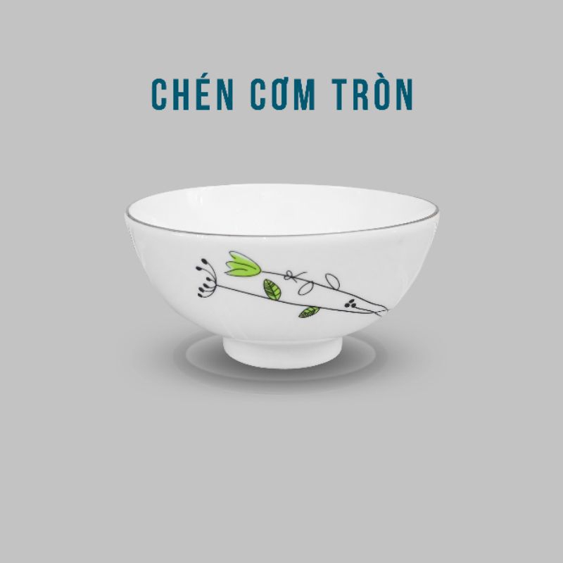 (Bao bù đổ vỡ/Có hóa đơn) Combo 10 bát cơm hoa dây (hoa mầm) Chuan Kuo/ Chén cơm hoạ tiết bông cỏ CK cao cấp