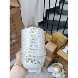 (Bao bù đổ vỡ/Có hóa đơn) Combo 10 bát cơm hoa dây (hoa mầm) Chuan Kuo/ Chén cơm hoạ tiết bông cỏ CK cao cấp