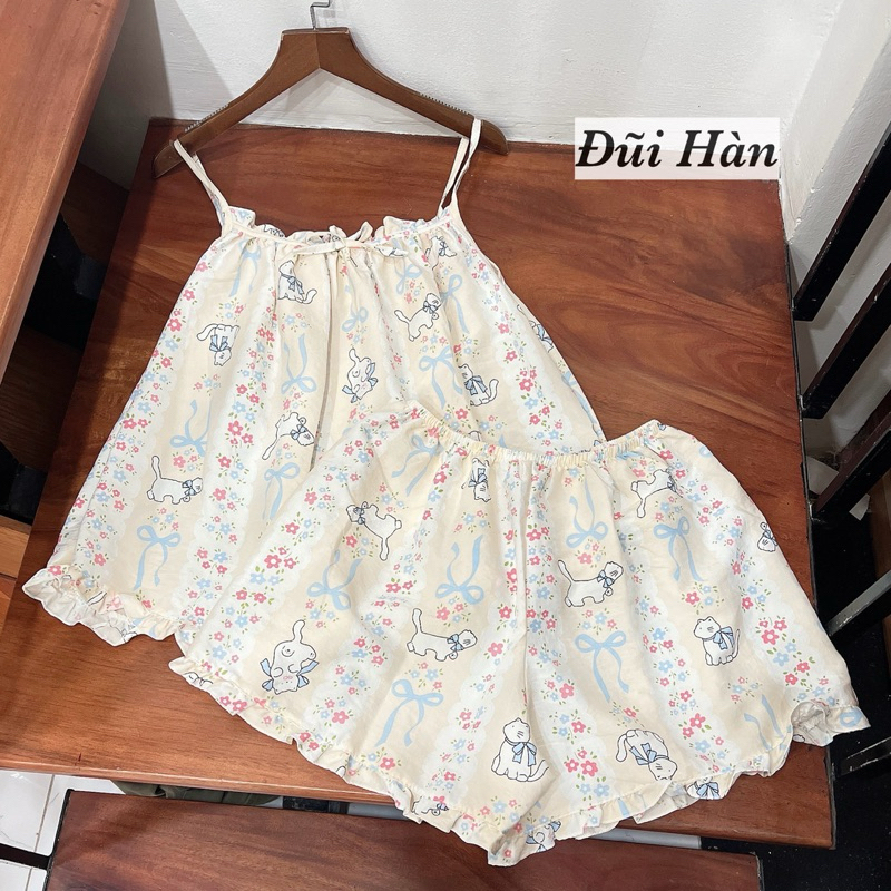 Đồ Mặc Nhà, Bộ Ngủ Nữ 2 Dây, Cánh Tiên Quần Đùi Đũi Xốp Mềm Freesize | BigBuy360 - bigbuy360.vn