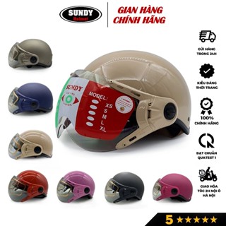 Mũ bảo hiểm nửa đầu có kính SUNDY HP-01K thời trang, nhiều màu cá tính, nón Freesize (vòng đầu 55-59cm)