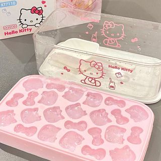  Khay Đá Hello Kitty 24 Ngăn Đáng Yêu Có Nắp Khuôn Làm Đá Làm Thạch Bằng Nhựa Dẻo 