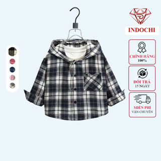 Áo Chống Nắng Cho Bé Kẻ Caro, Form Rộng Hàn Quốc Chống Nắng Chống Uv, Vải Nỉ Dạ Có Mũ 2 Lớp