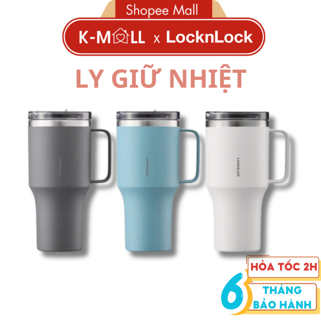 Ly giữ nhiệt LocknLock Metro King Tumbler dung tích 820ml  LHC4326 - có quai cầm, nắp trượt - K-MALL