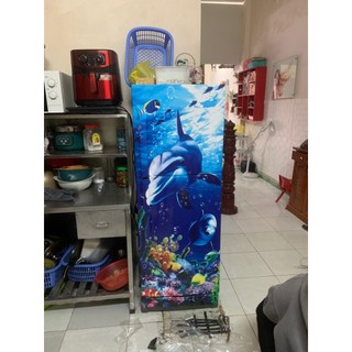Decal dán tủ lạnh CÁ ĐẠI ĐƯƠNG XANH - chống nước, chống bụi - Trang trí tủ lạnh