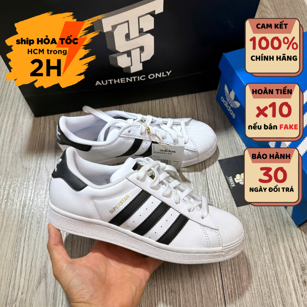 [CHÍNH HÃNG] Giày ADIDAS SUPERSTAR WHITE BLACK mũi sò EG4958 Full Box Tag Auth