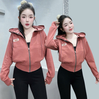  QUỲNH NHI - Áo khoác nữ thun cotton mịn nón to có túi trong mặc mát thoải mái form lửng vừa freesize 40-60kg mã CT6 