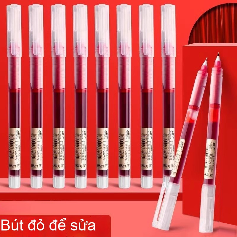 Set 20 Bút Nước Màu Đen Xanh Đỏ, Bút Mực Gel Ngòi 0.5mm Ống Mực Lớn Viết Nhanh Khô Nét Chữ Đẹp