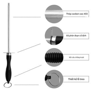 Cây Mài Dao, Liếc Dao Lưỡi Tròn Thép Carbon 26cm - Sắc Bén Trong 3 Giây