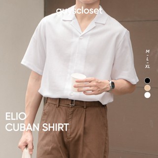 Áo Sơ Mi Linen Nam GUY's Closet Elio Cuban Shirt - Vải Đũi Thoáng Mát, Trẻ Trung - Màu Đen, Be Trắng