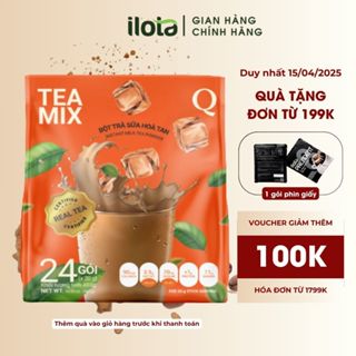 Bột trà sữa hoà tan TEAMIX Trần Quang uống liền 24 gói đậm vị trà thơm vị sữa