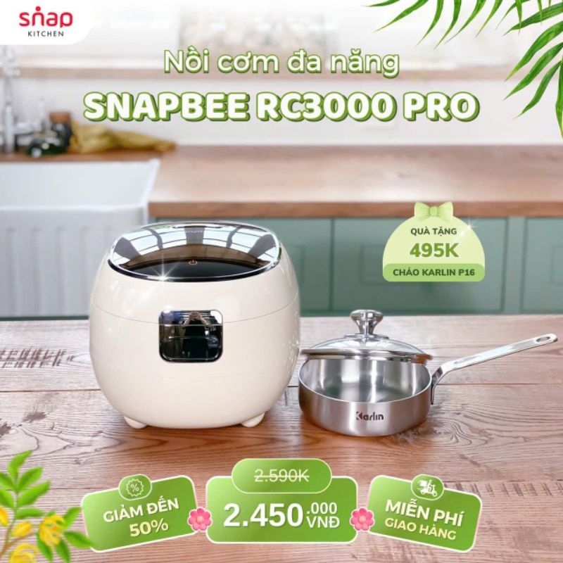 Nồi cơm điện Snapbee RC3000 pro (cơm nêu, cơm cháy giòn rụm) - dung tích 3lit