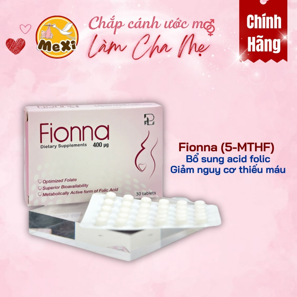 5 MTHF Fionna Mẹ Xi - Viên Uống Bổ Sung Acid Folic Từ Châu Âu Hộp 30 viên