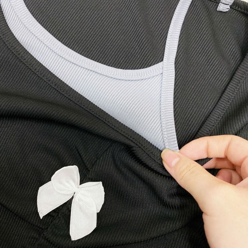 Áo thun kiểu bigsize nữ tiểu thư hai lớp vạt xẻ tay ngắn bồng gắn nơ nhún eo tôn dáng tăm QC co giãn - A278 | BigBuy360 - bigbuy360.vn