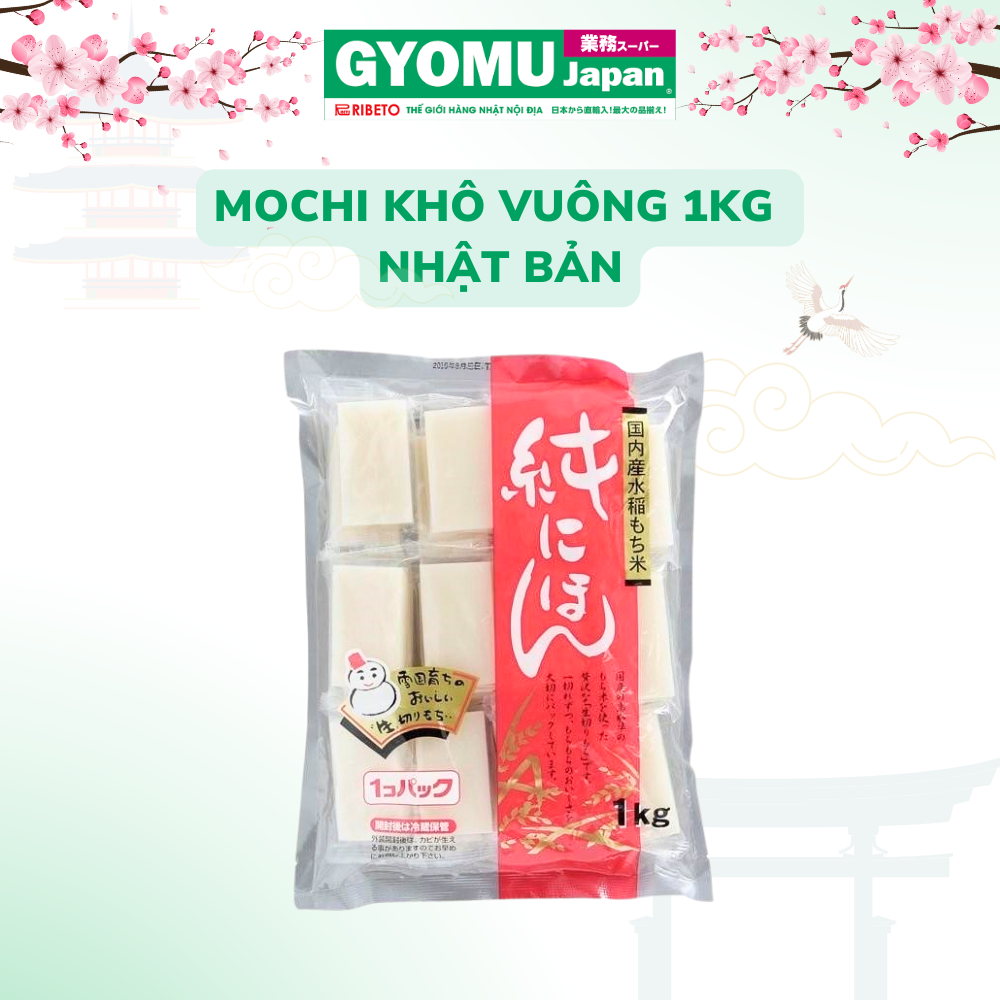 Mochi khô (miếng vuông) 1kg, Bánh gạo khô Kirimochi vị truyền thống 400g SATO - Gyomu Japan