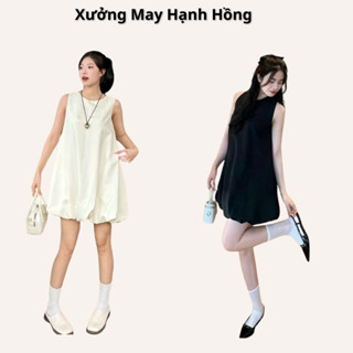 Đầm sát nách bí ngô buộc nơ lưng, váy nữ thiết kế sang chảnh V163