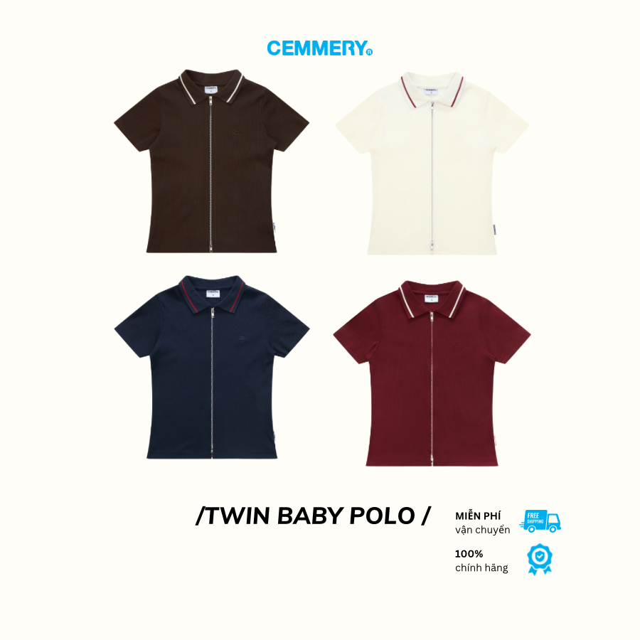 Áo Baby Polo CEMMERY Local Brand Chính Hãng Twin Zip Áo Polo Thun Gân Nữ Khóa Zip 2 Đầu 4 Màu | BigBuy360 - bigbuy360.vn