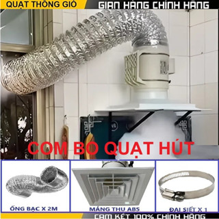 Quạt hút mùi nhà bếp COMBO gồm :1 quạt  + 1 máng thu + 2m ống bạc + 1 đai siết