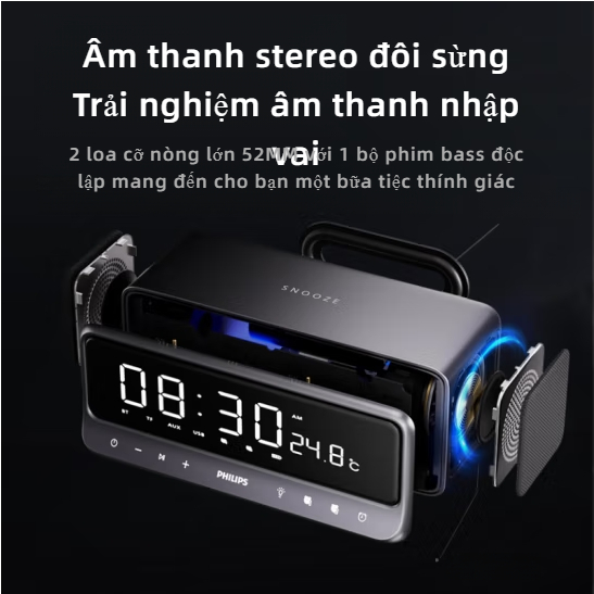 Philips TAS3609 Loa Bluetooth – 10W Stereo, Đồng Hồ Báo Thức, Cảm Ứng Thông Minh, Đèn Ngủ, Hiện Đại | BigBuy360 - bigbuy360.vn