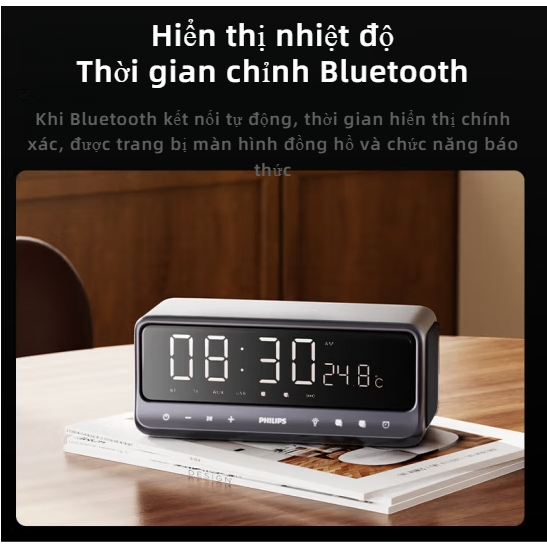Philips TAS3609 Loa Bluetooth – 10W Stereo, Đồng Hồ Báo Thức, Cảm Ứng Thông Minh, Đèn Ngủ, Hiện Đại | BigBuy360 - bigbuy360.vn