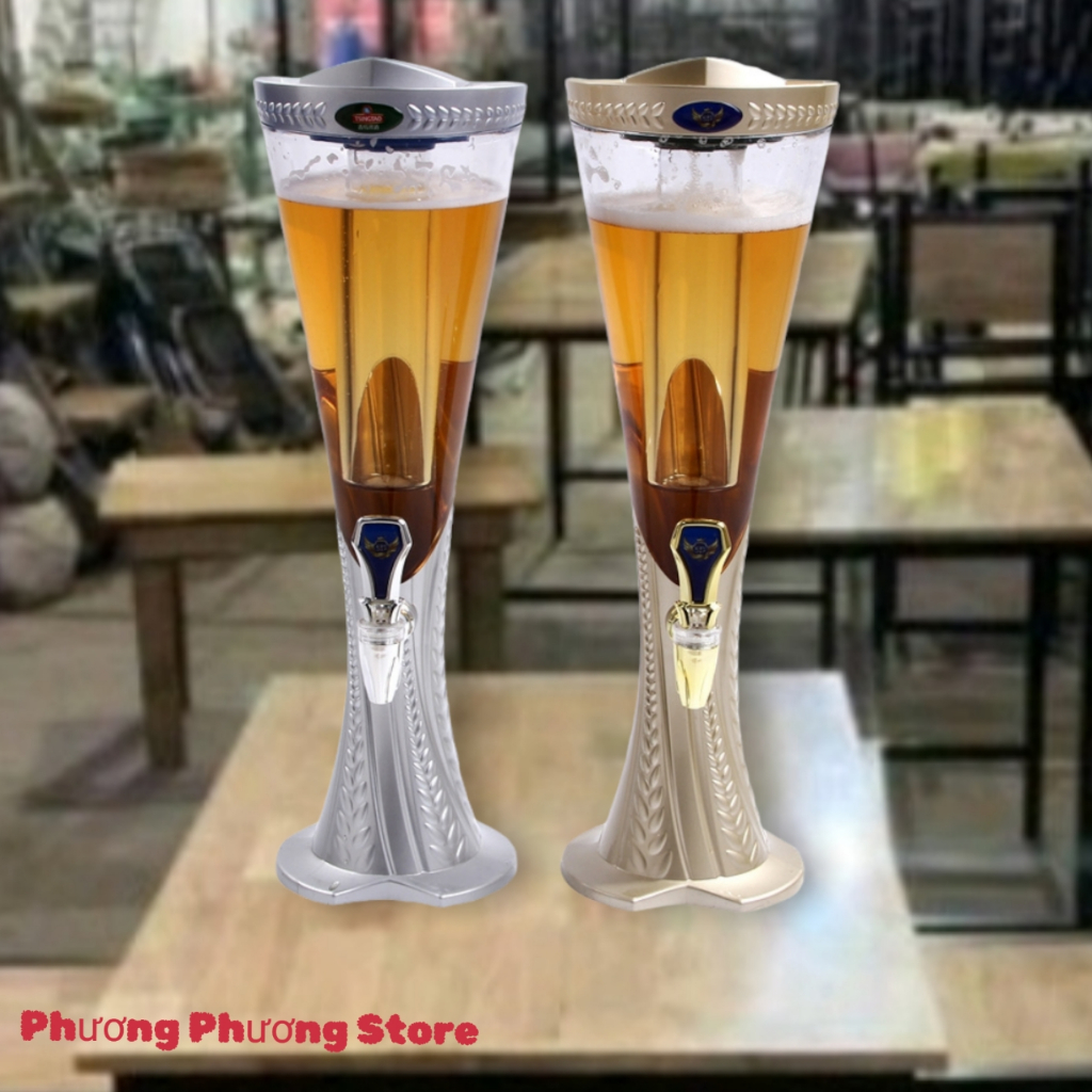 Tháp Bia 3 Lít Có Đèn Led - Vòi Rót Mượt – Đế Lúa Mạch – Có Lõi Đá Riêng – Dùng Cho Tiệc & Quán Nhậu GIADUNGTHAOTHUY