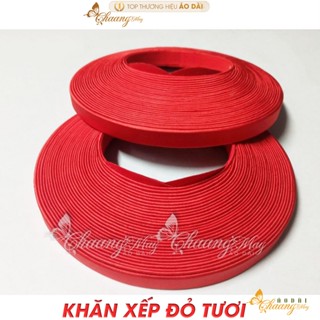 Khăn xếp đỏ 25 vòng CHAANG May sẵn Khăn mấn cô dâu, đóng chắc chắn nhẹ nhàng dễ đội