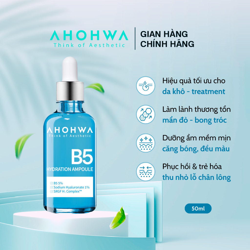 Serum Tinh Chất Phục Hồi, Cấp Ẩm & Làm Dịu AHOHWA Hydration Ampoule B5 50ml