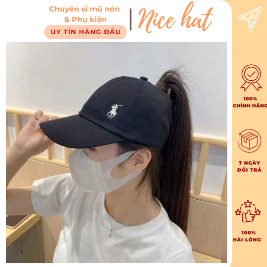 Mũ lưỡi trai phong cách thể thao nón hở chóp dành cho nữ thêu polo bên hông thời trang mùa hè - LT98