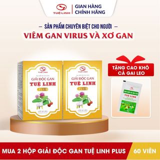  ✅Giải độc gan Tuệ Linh PLUS -  COMBO Mua 2 Tặng 1 gói cao khô Cà gai leo 10g  - Giải độc gan & Bảo vệ gan - Hộp 60 viên 