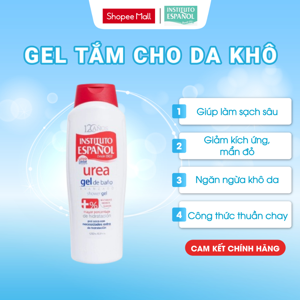 Sữa Tắm Instituto Espanol Urea Shower Gel - Bổ Sung Độ Ẩm Cho Da, Dưỡng Da Mịn Màng 1250ml