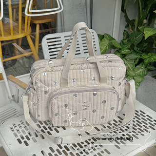 (Mẫu mới) Túi bỉm sữa mẹ và bé chống thấm chia ngăn đeo vai treo xe đẩy đa năng chống bẩn 24x33x15