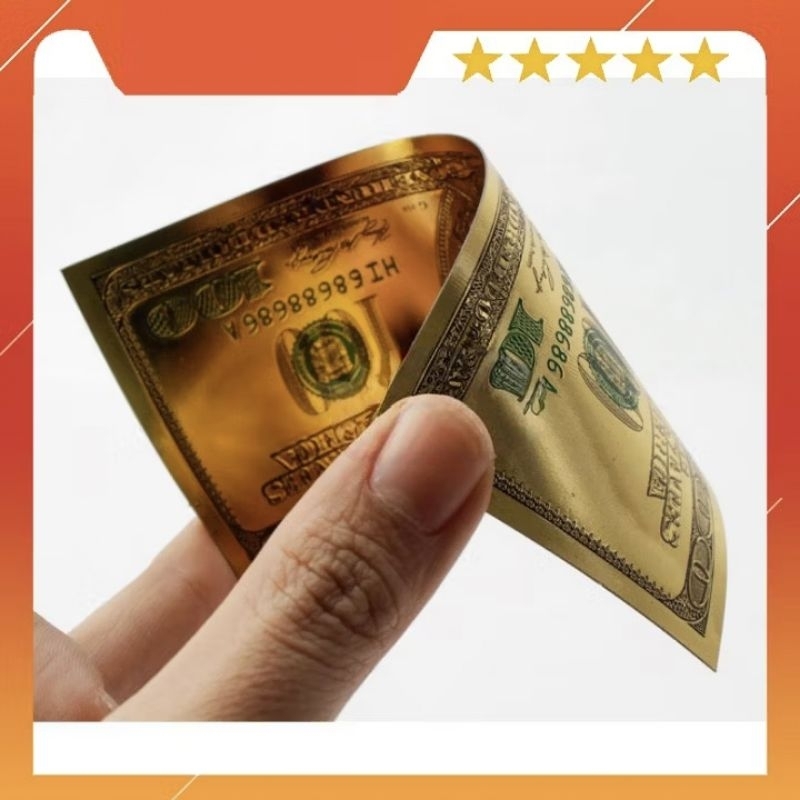 combo 10 tờTiền USD mạ vàng 100 Đô La, dán hoa sen