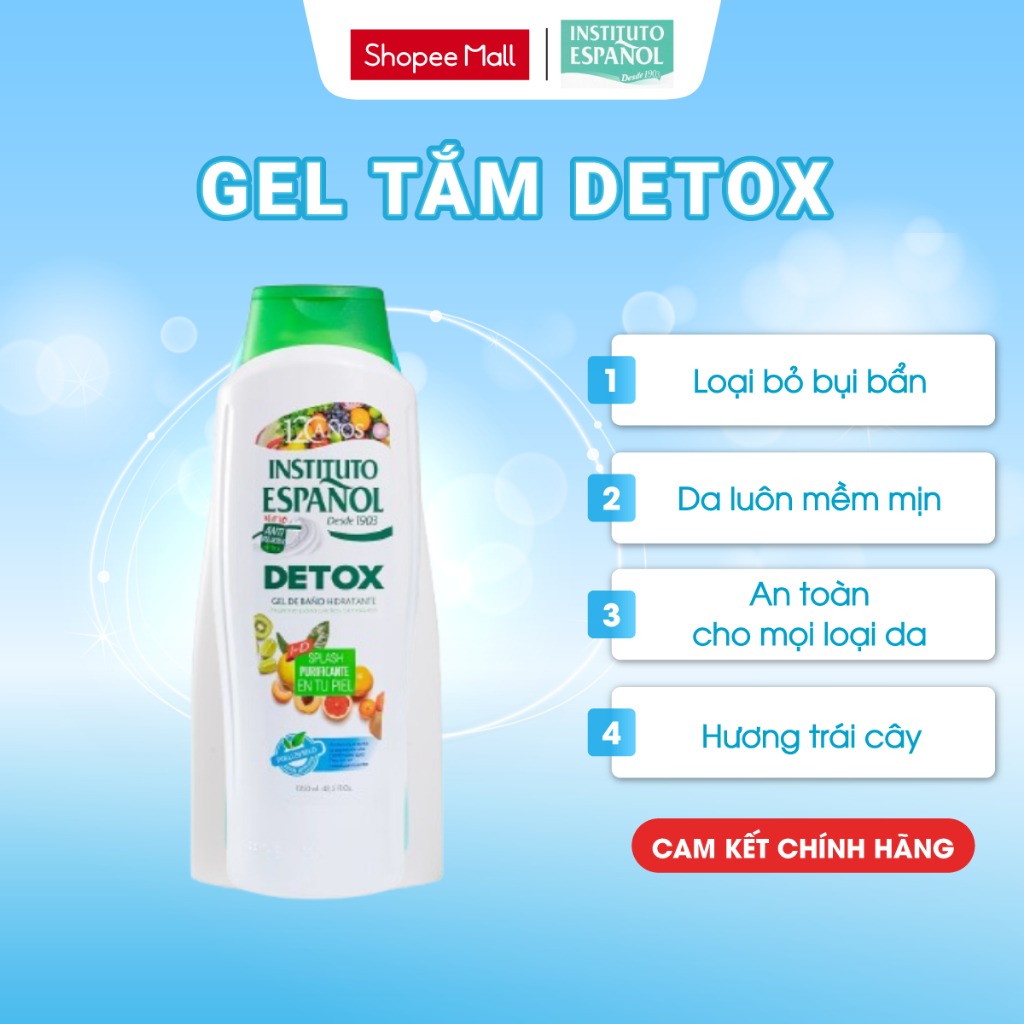 Sữa Tắm Detox Instituto Espanol Detox Shower Gel Hương Trái Cây Sạch Sâu, Loại Bỏ Bụi Bẩn 1250ml