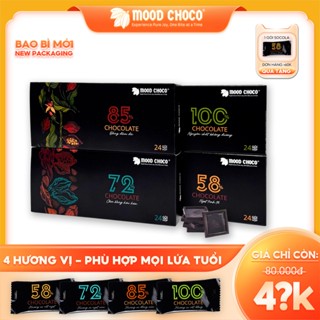 Combo 4 Hộp Socola Đen Đắng Nguyên Chất Không Đường Kẹo Chocolate Thanh Ăn Kiêng 120 Gram MOOD CHOCO